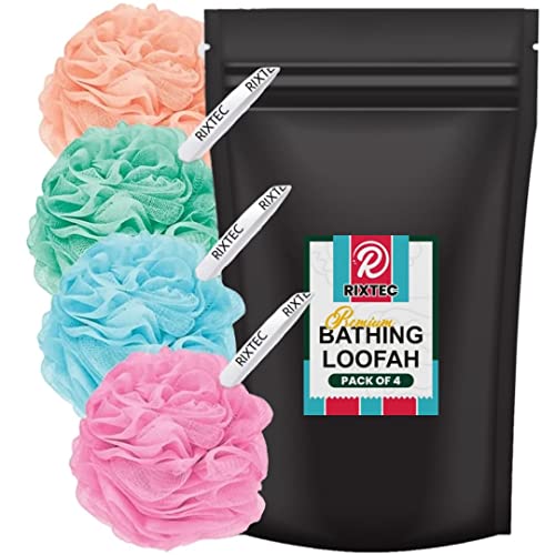 RIXTEC premium Bathing Round Loofah for Men and Women (MULTI COLOUR) (PACK OF 4) - Image 1
