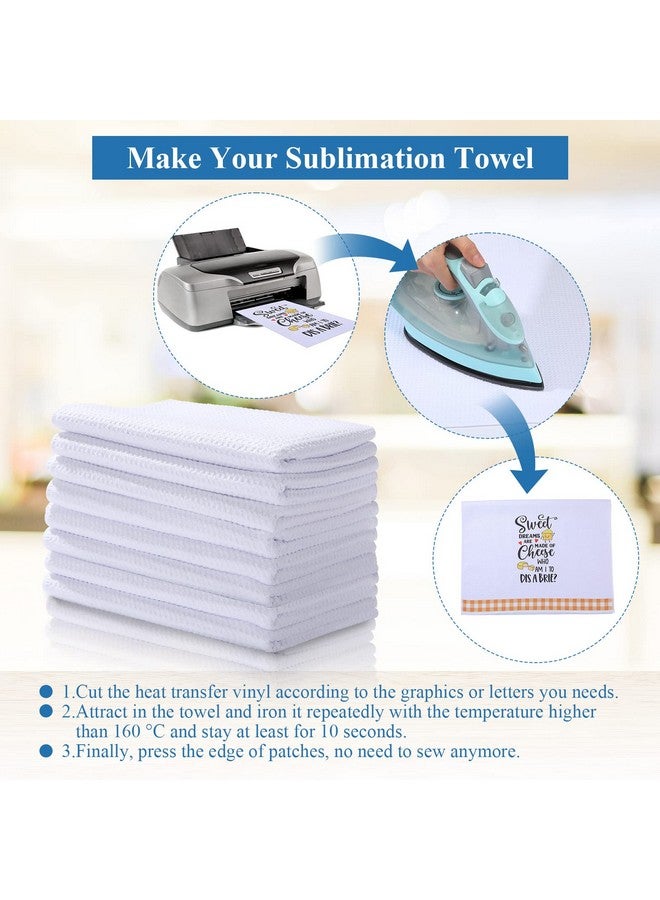 Breling Sublimation Kitchen Towel Blanks 16 x 24Inch, Microfiber Waffle Weave Sublimation Tea Towels Fast Drying Absorbent for Home Kitchen Gifts(24 Pieces) - Image 2
