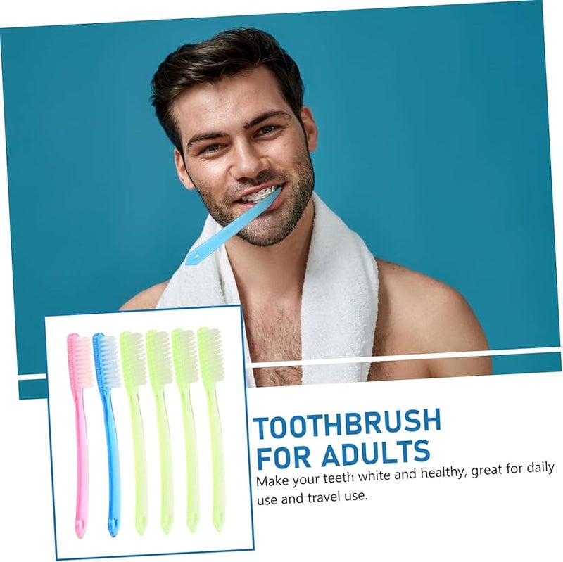 Hard Bristles Firm Toothbrush Set 6pcs for Adults Stain Removal Anti Slip Grip Travel Friendly - Image 5
