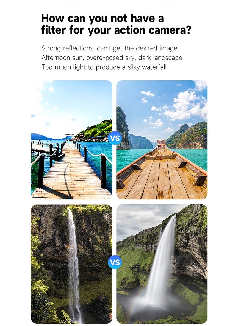 TELESIN Osmo Action 5 Pro ND Filter Set for DJI Osmo Action 5 Pro, 4 Pack ND8 ND16 ND32 CPL Neutral Density Filter Kit Accessories, Multi Coated HD Optical  - Image 3