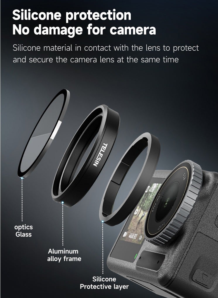 TELESIN Osmo Action 5 Pro ND Filter Set for DJI Osmo Action 5 Pro, 4 Pack ND8 ND16 ND32 CPL Neutral Density Filter Kit Accessories, Multi Coated HD Optical  - Image 5