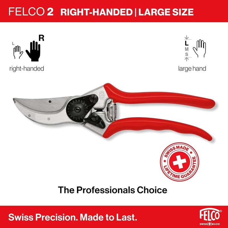 FELCO F-2 Classic Manual Hand Pruner with Red Aluminium Handles - Image 2
