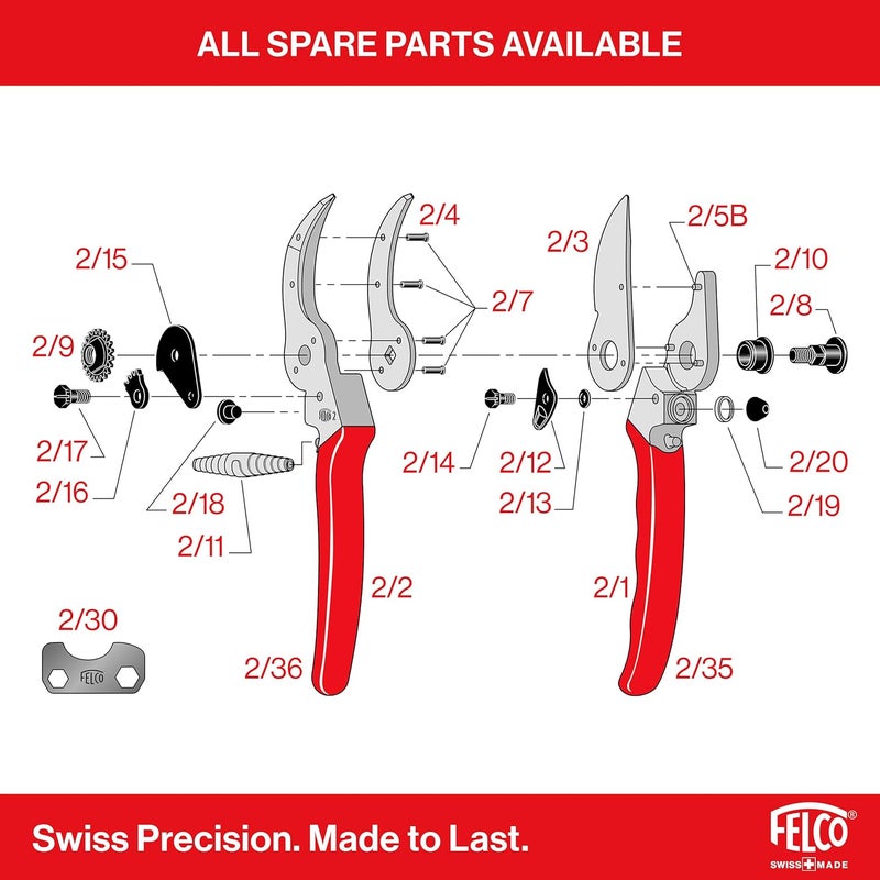 FELCO F-2 Classic Manual Hand Pruner with Red Aluminium Handles - Image 5