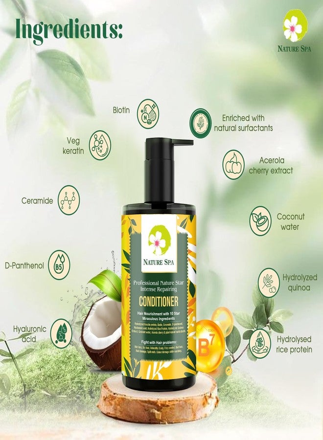 NATURE SPA شامبو وبلسم ناتشر سبا الاحترافي المضاد لتساقط الشعر | تحكم في تساقط الشعر 10 أضعاف مع الكيراتين والبيوتين والسيراميد وحمض الهيالورونيك وبروتين الأرز وماء جوز الهند | يُصلح الشعر الجاف والباهت والمجعد | يقلل تساقط الشعر بنسبة تصل إلى 99% ويعزز نموه | مُختبر من قبل أطباء الجلدية | خالٍ من الكبريتات والبارابين | شامبو نباتي لم يُختبر على الحيوانات، غني بمواد فعالة سطحية مشتقة من الطبيعة | للرجال والنساء | 300+300 مل - Image 3