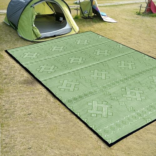 ARSUK Outdoor Patio Rug (5 x 3.3 ft) - Indoor and Plastic Outdoor Rug, Ideal for Garden, Camping, Balcony Carpet, Picnic, Backyard, Lightweight, Foldable, Recycled Plastic (Green Color) - Image 3