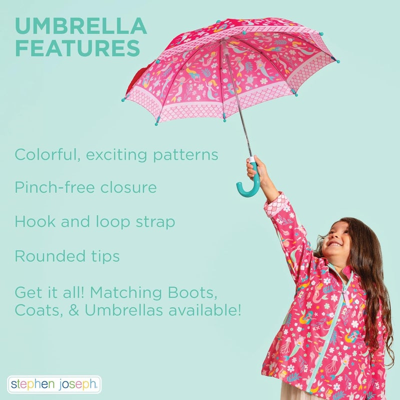 Stephen Joseph , Toddler and Little Kid Umbrella with Pinch Free Closure and Colorful Design - Image 5