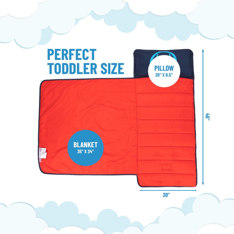 Jay Franco Kids Nap Mat with Embedded Pillow & Blanket â€“ Soft 46"x20" Microfiber Sleeping Bag with Name Tag & Handle Red - Spiderman - Image 2