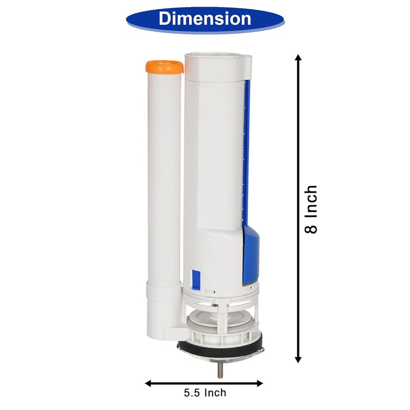 Prem's تركيب خزان مزدوج بلاستيكي 8 بوصة، تركيب سيفون للمرحاض، صمام دفع يعمل بغطاء مرحاض مثبت على الأرض، دفع مخفي، حجم 8 بوصة سيفون وموصل - Image 4