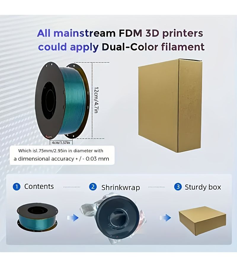 PLA+ Silk Silvery 3D Printer Filament 1.75mm 250G Dimensional Accuracy Plus Minus 0.02mm - Image 2