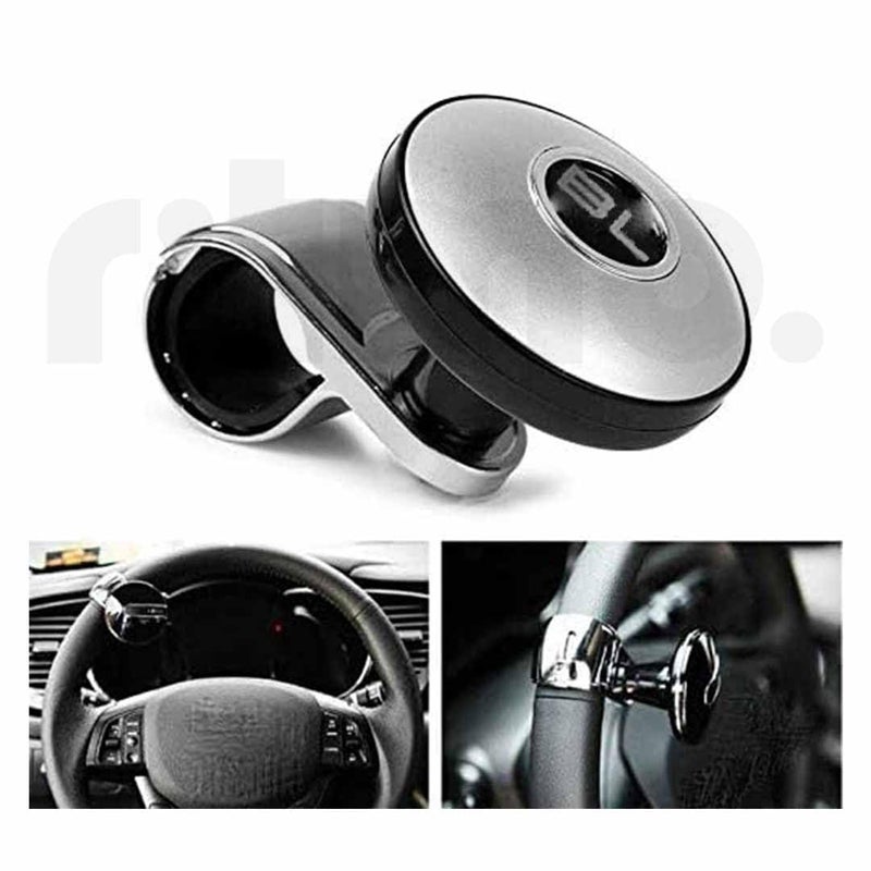 Ritmo BLSteering Wheel Knob Spinner Non-Slip Fit,Premium Silicone and High Gloss Chrome Plated Finish Knob with Metal Ball Bearing & Easy Installation - Suitable for Cars, Trucks & Others (BL Silver) - Image 4
