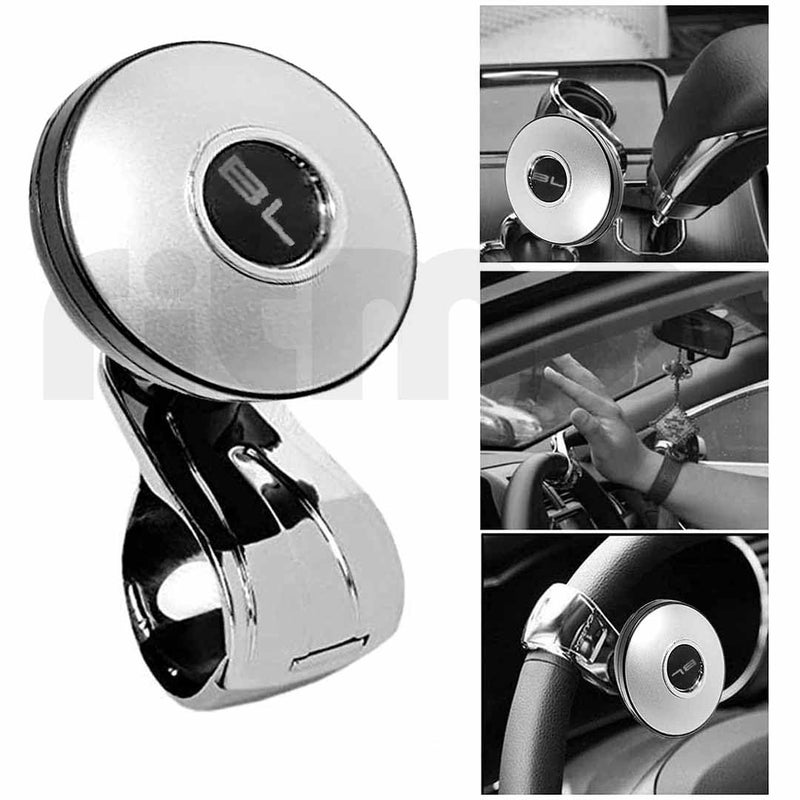 Ritmo BLSteering Wheel Knob Spinner Non-Slip Fit,Premium Silicone and High Gloss Chrome Plated Finish Knob with Metal Ball Bearing & Easy Installation - Suitable for Cars, Trucks & Others (BL Silver) - Image 2