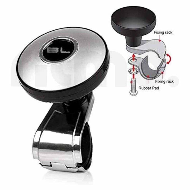 Ritmo BLSteering Wheel Knob Spinner Non-Slip Fit,Premium Silicone and High Gloss Chrome Plated Finish Knob with Metal Ball Bearing & Easy Installation - Suitable for Cars, Trucks & Others (BL Silver) - Image 3