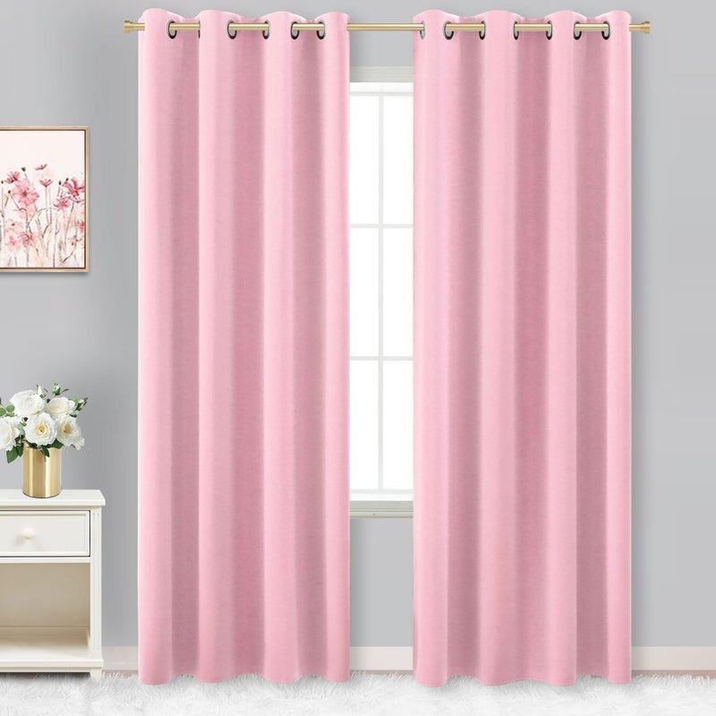 KOUFALL Thermal Insulated Curtains for Kids Bedroom Nursery Girl 8FT Floor to Ceiling Grommet Black Out Curtains 96 Inch Long 2 Panels Set Bubble Gum Pink - Image 2