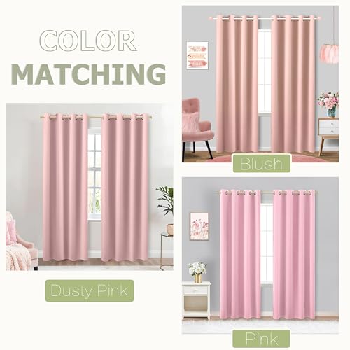 KOUFALL Thermal Insulated Curtains for Kids Bedroom Nursery Girl 8FT Floor to Ceiling Grommet Black Out Curtains 96 Inch Long 2 Panels Set Bubble Gum Pink - Image 3