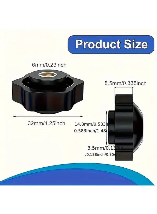 صواميل جناح M6 6مم 5 قطع صواميل تثبيت بلاستيكية نجمية مخططة للأثاث والآلات - Image 3