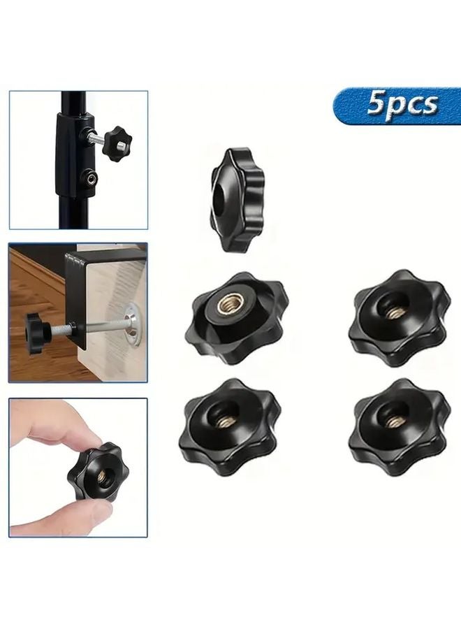 صواميل جناح M6 6مم 5 قطع صواميل تثبيت بلاستيكية نجمية مخططة للأثاث والآلات - Image 1