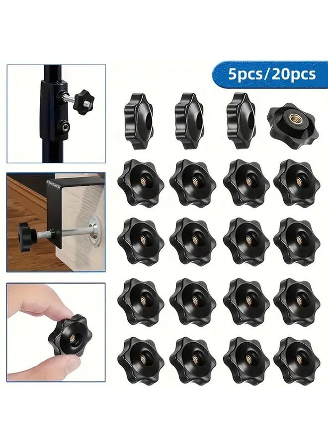 صواميل جناح M6 6مم 5 قطع صواميل تثبيت بلاستيكية نجمية مخططة للأثاث والآلات - Image 2