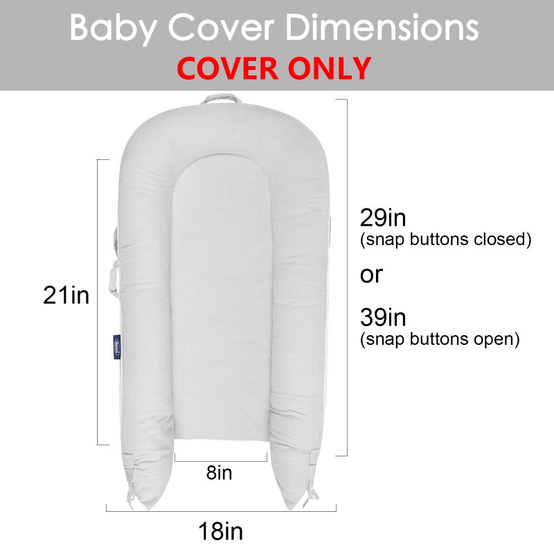 MEXXI Corduroy Baby Nest Cover for Dockatot Deluxe+ Docks | MEXXI Hypoallergenic Cotton Newbon Lounger Cover (Cover Only) (Grey) - Image 2