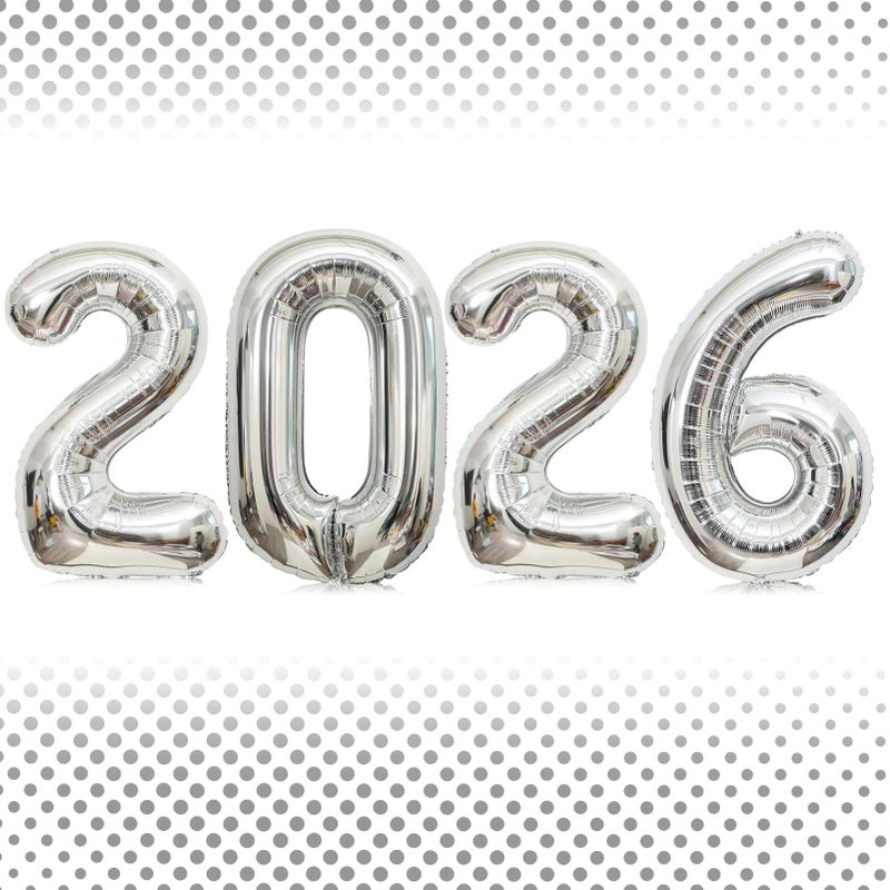 Lovoir 40 Inch Silver Number 2026 Balloons Big Large Size Giant 2026 Number Balloons New Year Foil Helium Silver Balloons for 2026 Happy New Year Eve Celebration Decorations Party Supplies - Image 3