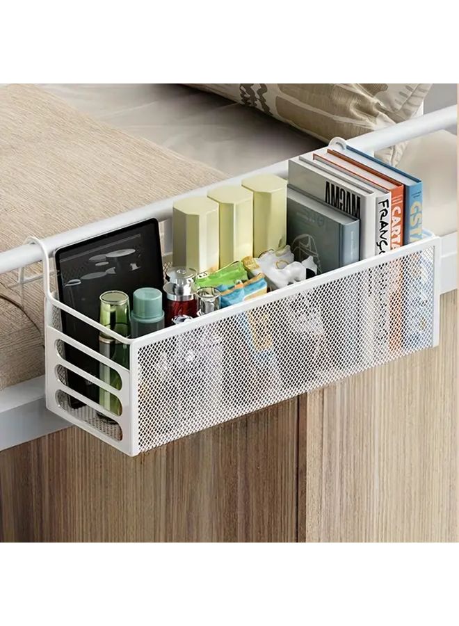 Black Wrought Iron Door Hanging Basket White Woven Grid Organizer - Image 5