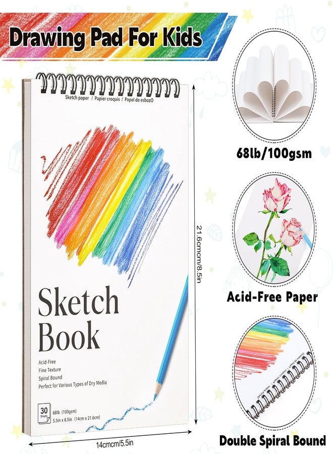 Prudiut 4 Pack Small Sketch Books, 5.5 x 8.5 Inch Mini Sketchbook, 68lb/100gsm Spiral Bound Small Sketch Pad, Acid Free Art Supplies Drawing Painting Sketchbook for Kids, Beginners, Artists - Image 2