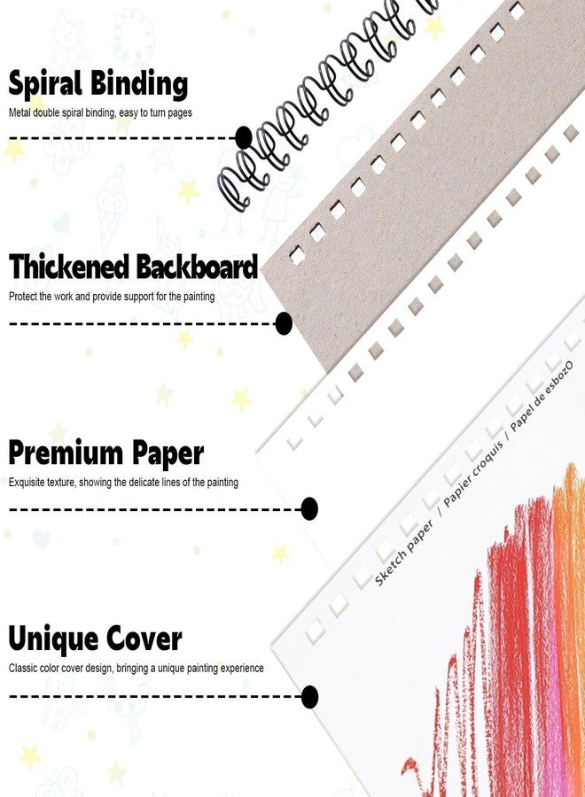 Prudiut 4 Pack Small Sketch Books, 5.5 x 8.5 Inch Mini Sketchbook, 68lb/100gsm Spiral Bound Small Sketch Pad, Acid Free Art Supplies Drawing Painting Sketchbook for Kids, Beginners, Artists - Image 3