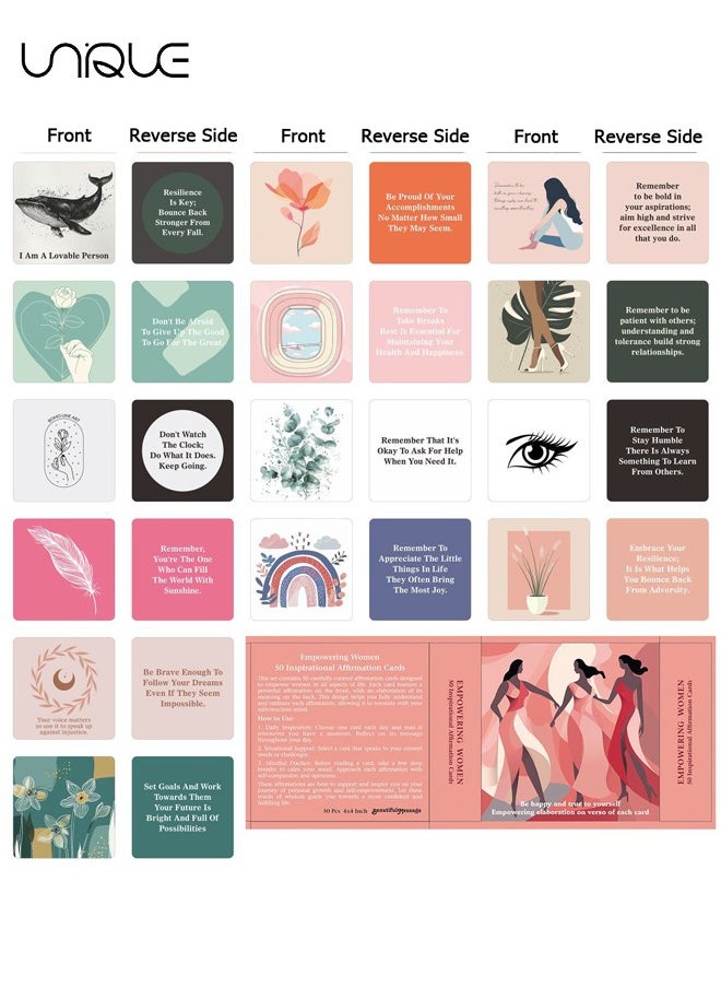 Women's Positive Affirmation Cards, 50 Motivational English Cards, Daily Self-Affirmation Self-Motivation Gifts, Birthdays, Prayer Cards, Meditation Cards, Motivational Cards