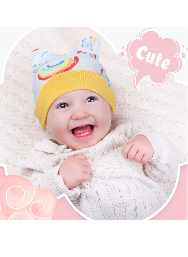 كاست ويف 6 Pieces Newborn Baby Hat with Bear Ears - Infant Caps for Baby Boys and Girls, Toddler Hats, Infant Beanie Caps for 0-3 Months - Image 5
