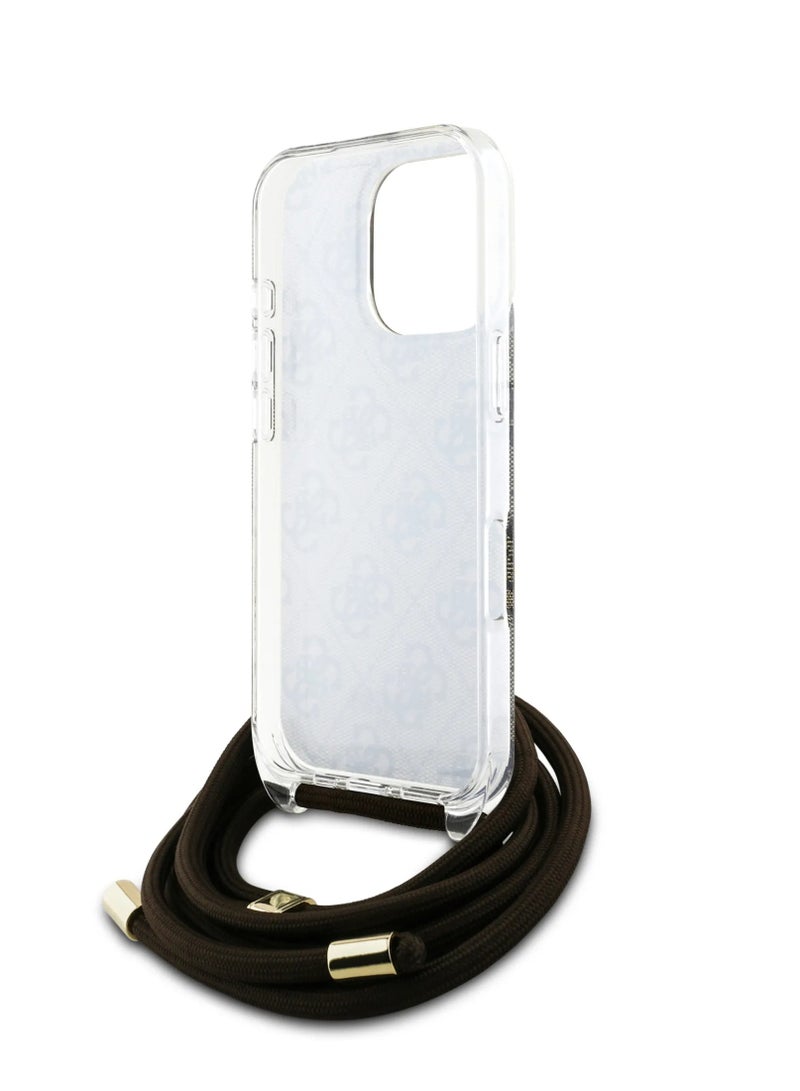 GUESS iPhone 16 Pro Max 4G Hard Case with Cross Body Cord / Easy Snap-on Cover / Lanyard for Drop Protection / Lightweight Case - Brown - Image 3