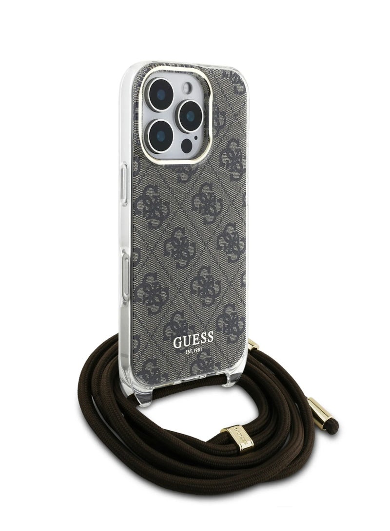 GUESS iPhone 16 Pro Max 4G Hard Case with Cross Body Cord / Easy Snap-on Cover / Lanyard for Drop Protection / Lightweight Case - Brown - Image 4