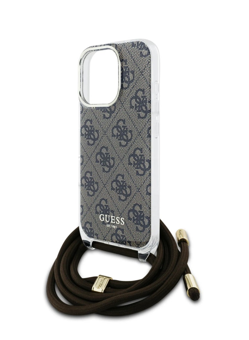 GUESS iPhone 16 Pro Max 4G Hard Case with Cross Body Cord / Easy Snap-on Cover / Lanyard for Drop Protection / Lightweight Case - Brown - Image 2