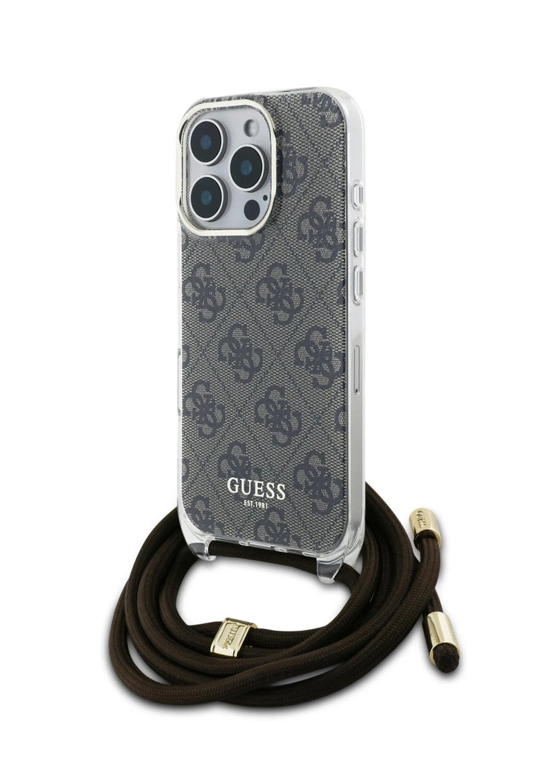 GUESS iPhone 16 Pro Max 4G Hard Case with Cross Body Cord / Easy Snap-on Cover / Lanyard for Drop Protection / Lightweight Case - Brown - Image 5