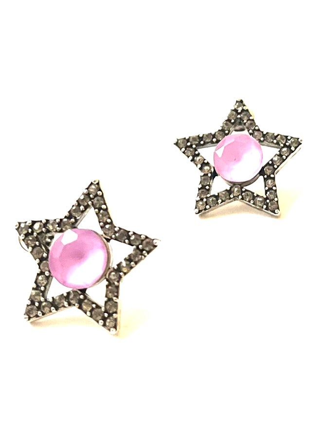 Trio Earrings Pink central stone star earrings  - Image 2