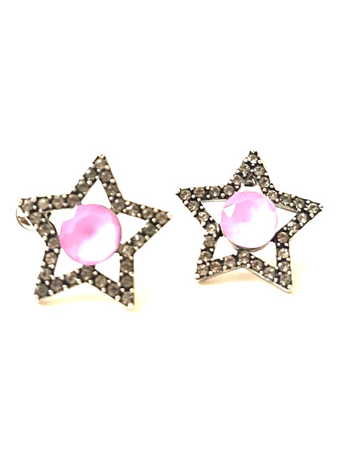 Trio Earrings Pink central stone star earrings  - Image 1