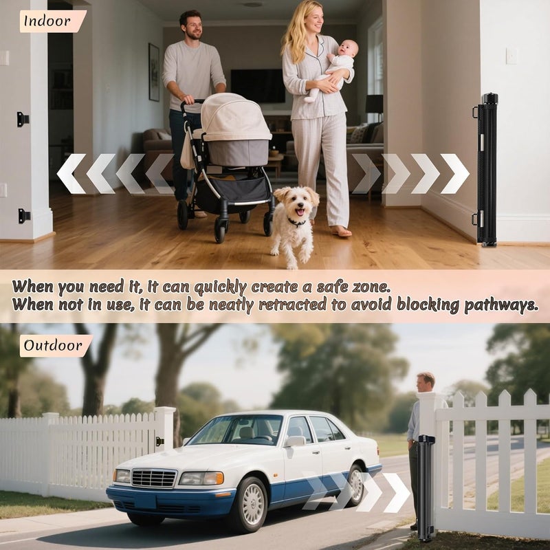 Miumoon 100 inch Retractable Baby Gates 34 inch Tall, Retractable Gate with Reinforced Strip Design to Prevent Crawling Through, 8 FT Extra Wide Retractable Dog Gate for Indoor/Outdoor - Image 5