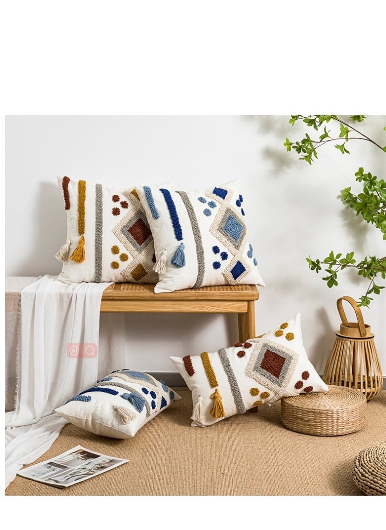 XiuWoo - New Design Boho Style Tufted Geometric Pattern Cushion Cover With Tassels Home Decor Super Soft Woven Tufted Pillow Cases 45*45cm - Image 1