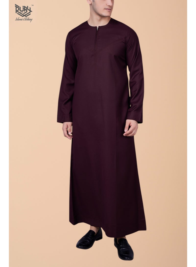 روبي للملابس الإسلامية ثوب كندورة إماراتي عالي الجودة للرجال مع سحاب أمامي للإغلاق - Image 1