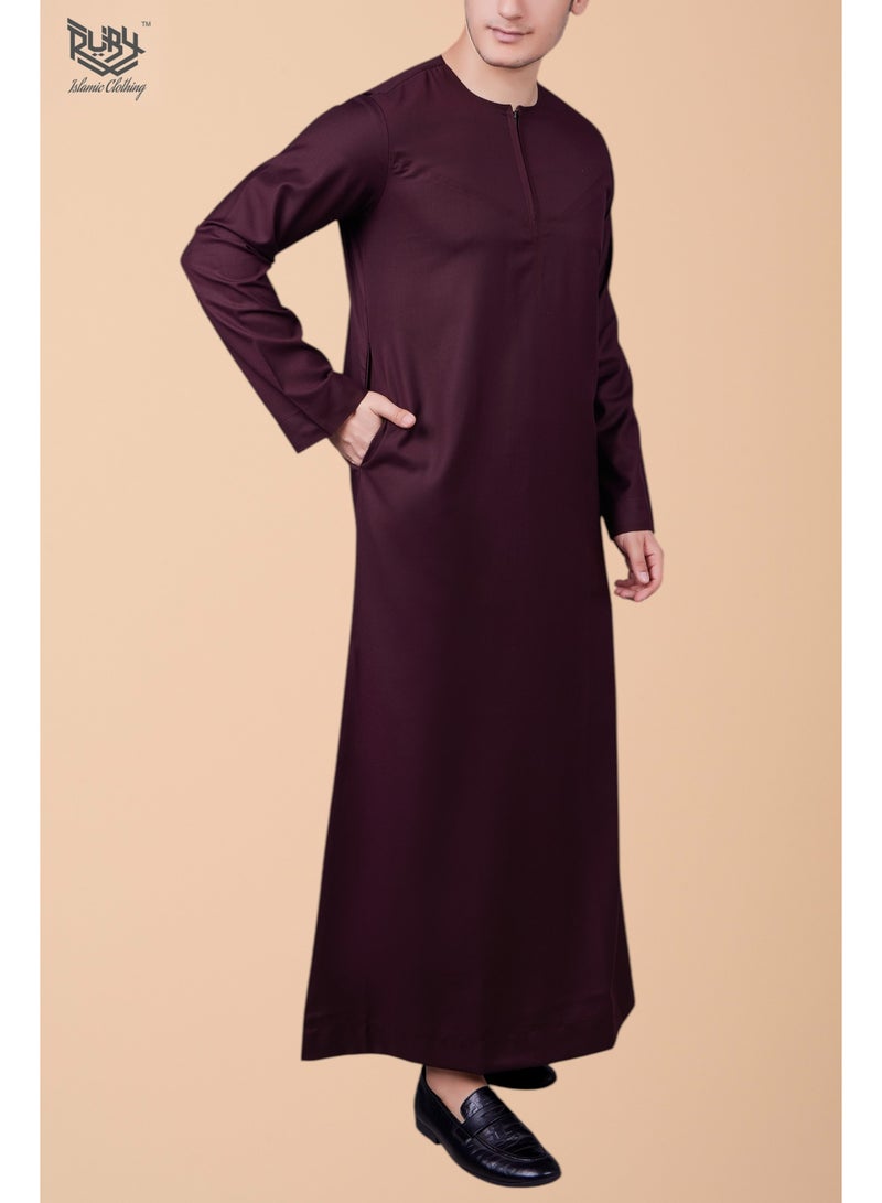 روبي للملابس الإسلامية ثوب كندورة إماراتي عالي الجودة للرجال مع سحاب أمامي للإغلاق - Image 2