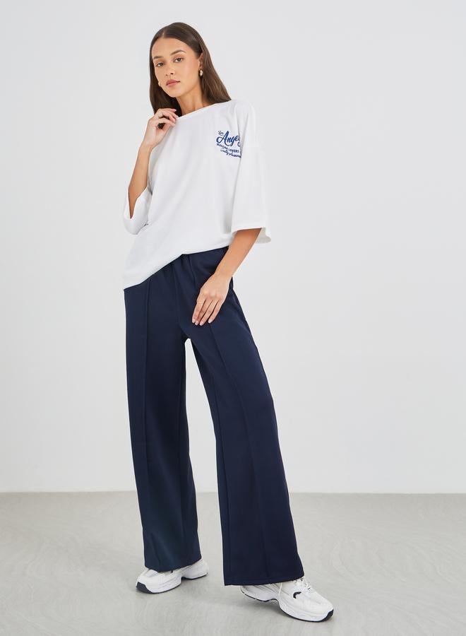 Styli Solid Pintuck Detail Scuba Joggers with Elasticated Waistband - Image 1