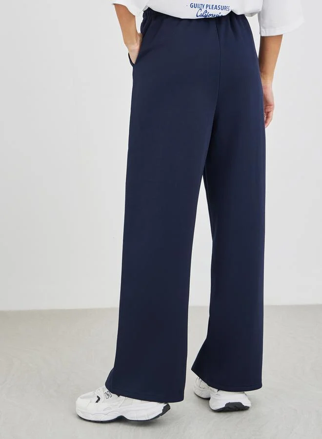 Styli Styli Solid Pintuck Detail Scuba Joggers with Elasticated Waistband