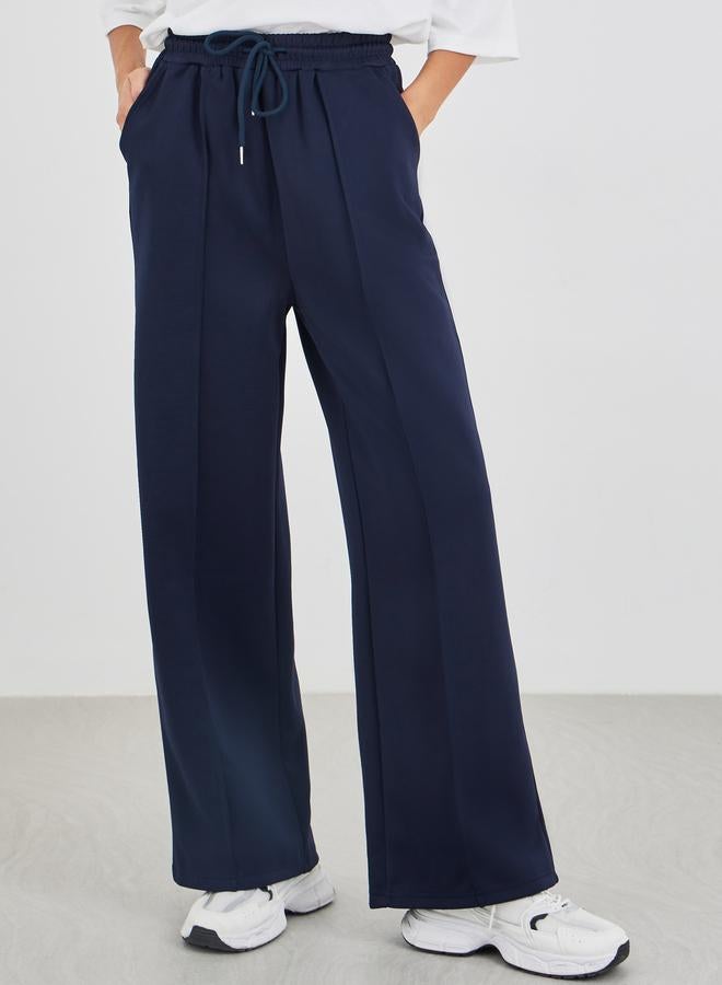 Styli Solid Pintuck Detail Scuba Joggers with Elasticated Waistband - Image 2