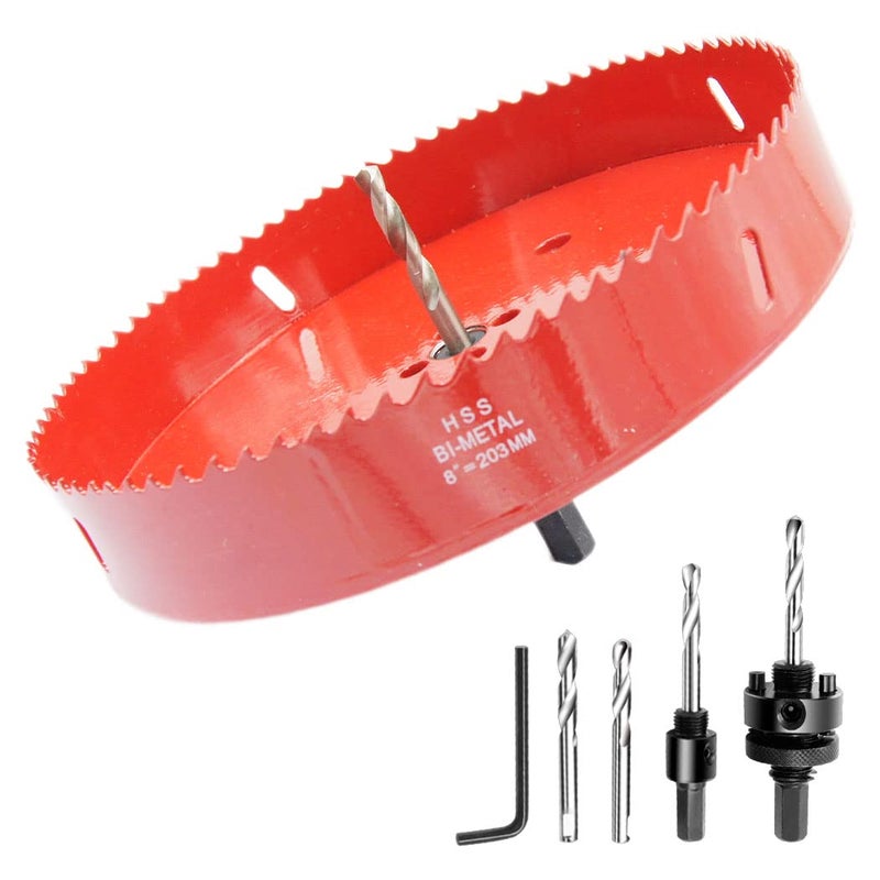 Laiwei 203mm Hole Saw, Drill Bit, Bi-Metal Hole Saw Heavy Duty Mandrel Hole Cutter for Drilling Wood,Aluminum Profile,PVC and Other Materials - Image 1