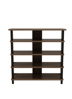 RIGID Steel 5-Tier Standing Shoe Rack with Wooden Top Black 78x80x30cm  - Image 2