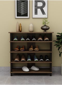RIGID Steel 5-Tier Standing Shoe Rack with Wooden Top Black 78x80x30cm  - Image 4