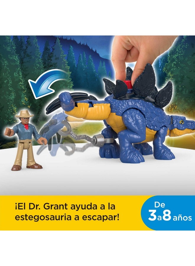 JURASSIC WORLD Fisher-Price Imaginext Jurassic World Dinosaur Toy Stegosaurus & Dr. Alan Grant Figure Set for Pretend Play Preschool Kids Ages 3+ Years - Image 2