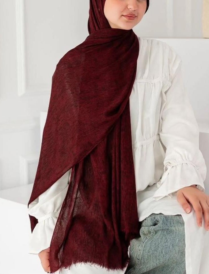Luxuria Luxury Thai Rafield hijab in burgundy - lightweight and comfortable, perfect for a stylish and modern look. - Image 3