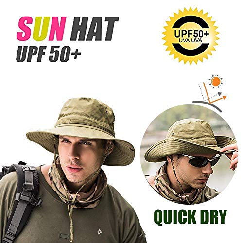 Gustave Men's and Women's UPF 50+ UV Protection Wide Brim Waterproof Safari Sun Bonnie Hat (Khaki, Free Size) - Image 3