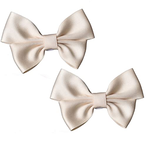 Fodattm 2PCS Handmade Bow Knot Shoe Buckle Shoe Clips Wedding Shoe Decoration Charms DIY Crafts Findings Accessories Shoes Bag Package Accessories Beige - Image 1