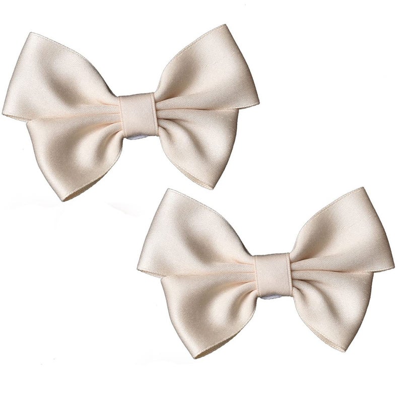 Fodattm 2PCS Handmade Bow Knot Shoe Buckle Shoe Clips Wedding Shoe Decoration Charms DIY Crafts Findings Accessories Shoes Bag Package Accessories Beige - Image 3