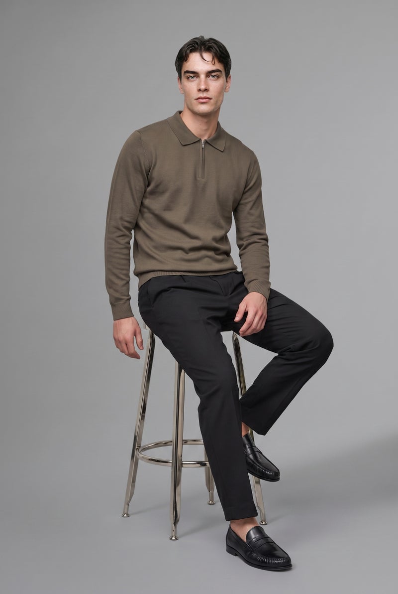 DeFacto Green Man Standard Fit Polo Collar Knitwear Pullover Casual - Image 4